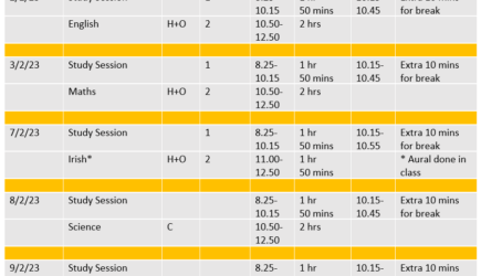 Mock Exams Timetable 2023