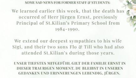 Eine traurige Mitteilung für ehemalige Mitarbeiter und Schüler – In Erinnerung an Herr Jürgen Ernst